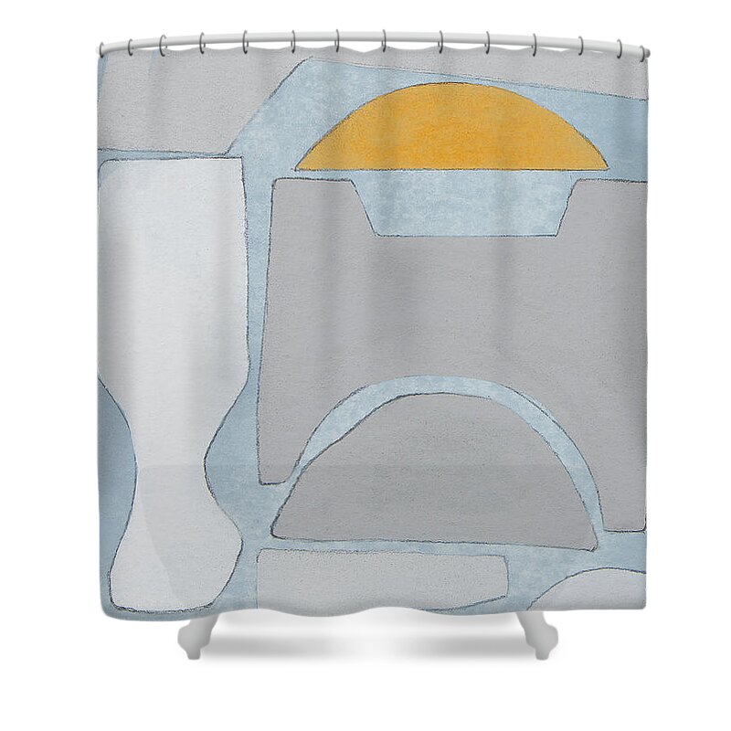 Abstract Shower Curtain featuring the painting Elements Of The Chateau V by Rob Delamater