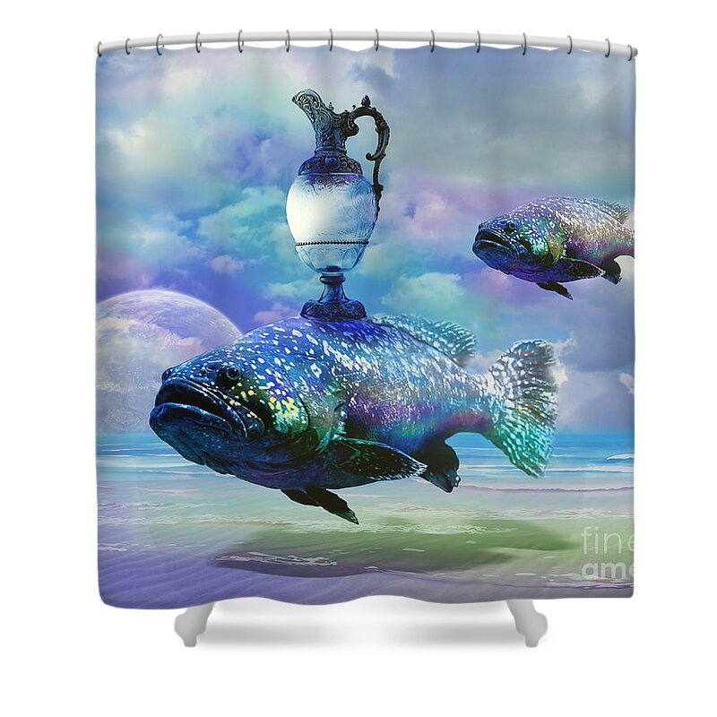 Fish Shower Curtain featuring the digital art Elixir of eternal life by Alexa Szlavics