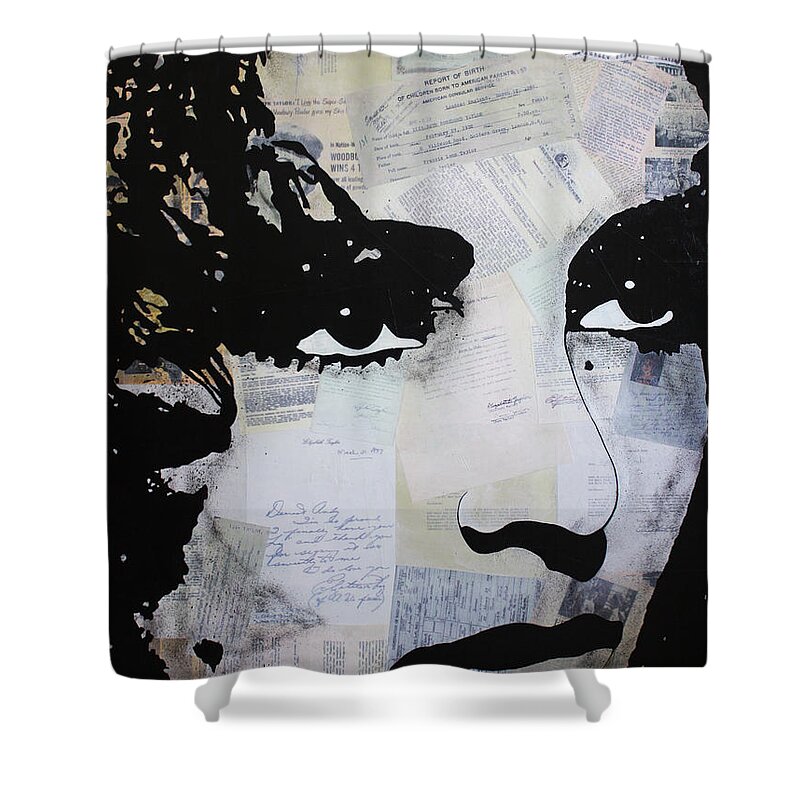 Elizabeth Taylor Shower Curtain featuring the mixed media Elizabeth Taylor by Kathleen Artist PRO
