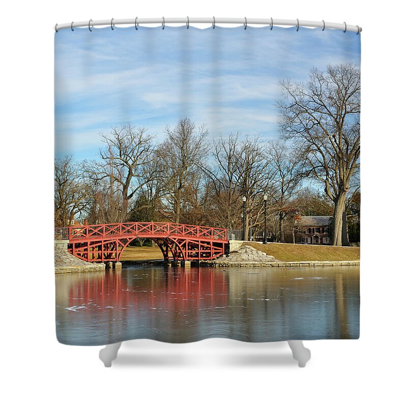 Bridge Shower Curtain featuring the photograph Elm Park December Daydreams by Luke Moore