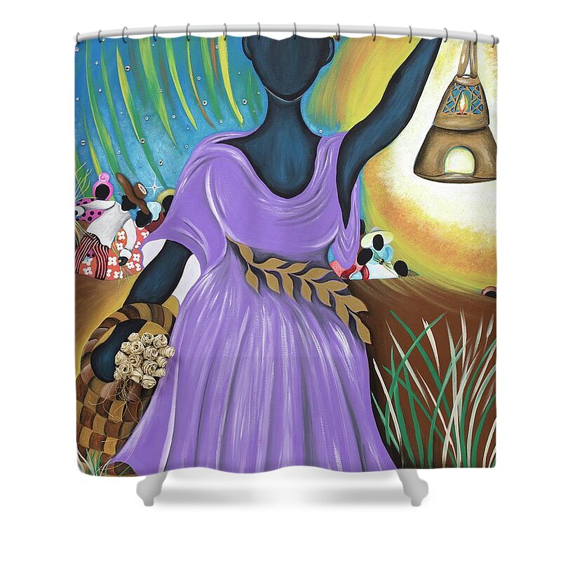 Sabree Shower Curtain featuring the painting Embracing Liberty by Patricia Sabreee