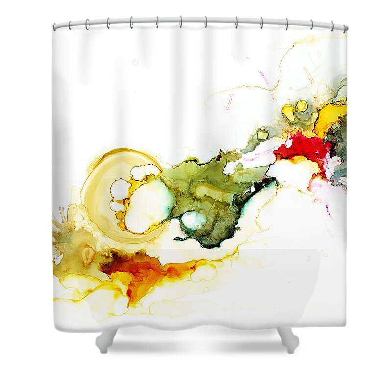 Abstract Shower Curtain featuring the painting Embryonic by Christy Sawyer
