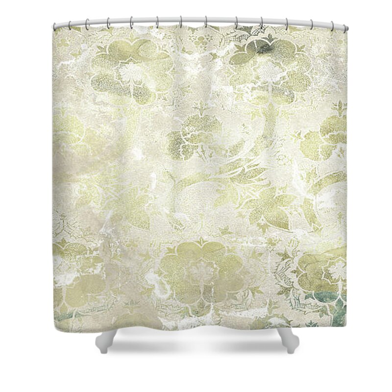 Decorative Elements+textiles Shower Curtain featuring the painting Emerald Textile II by June Erica Vess