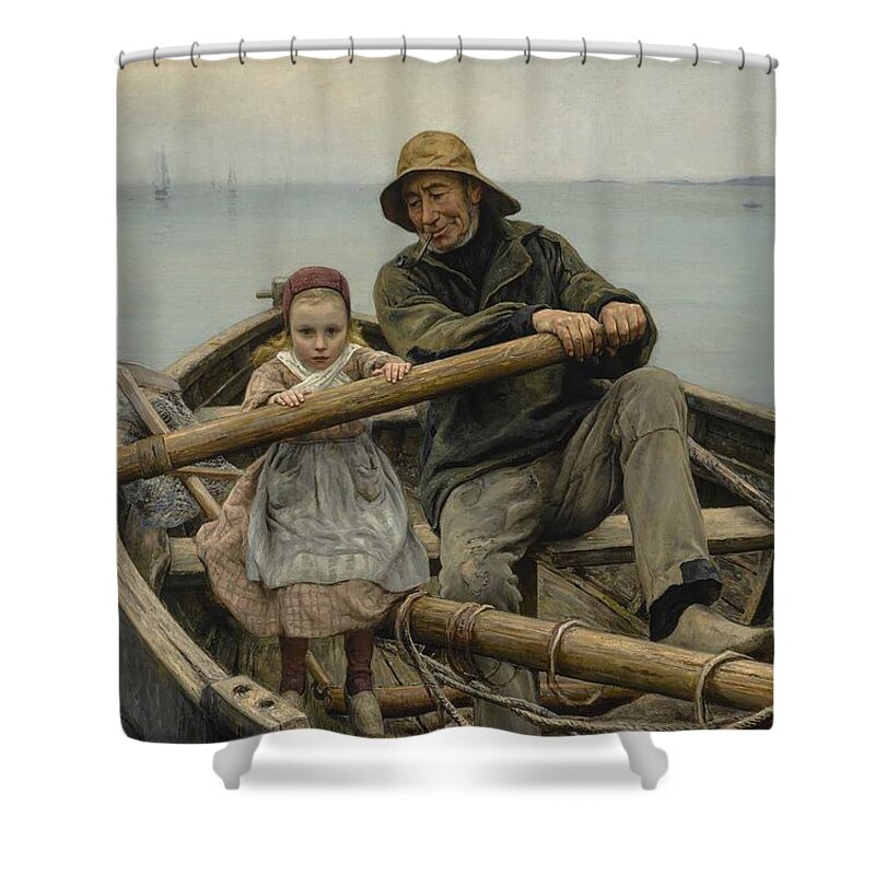 Help Shower Curtain featuring the painting Emile Renouf - The Helping Hand 1881 by Celestial Images