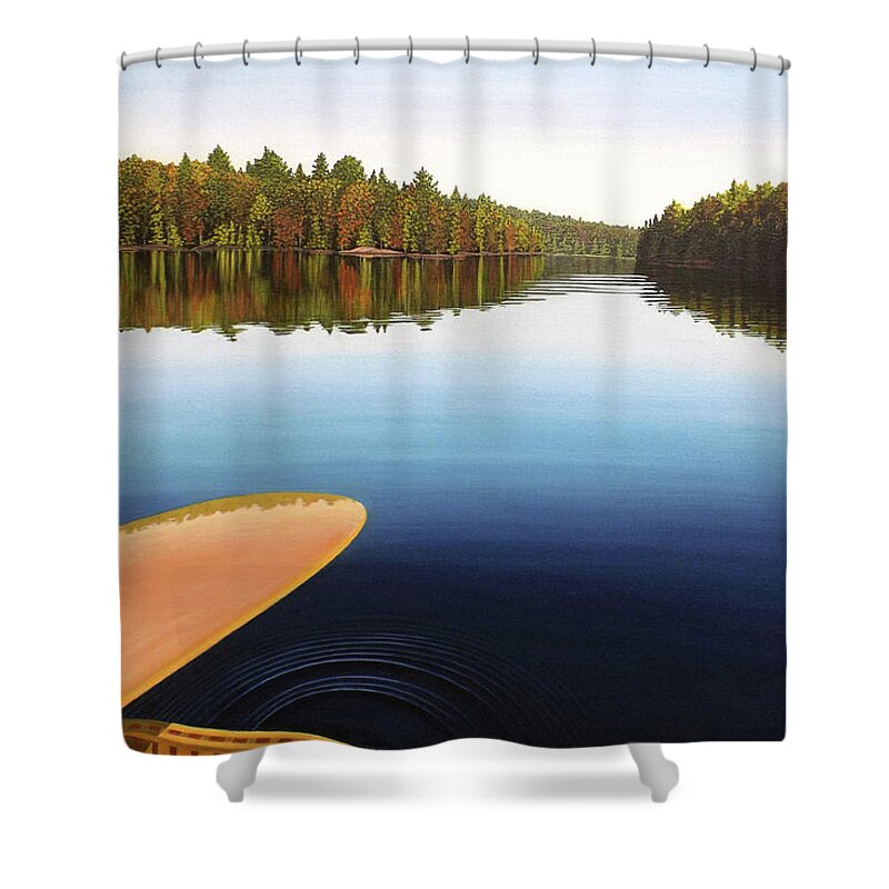 Canoe Shower Curtain featuring the painting Emotional Rescue by Kenneth M Kirsch
