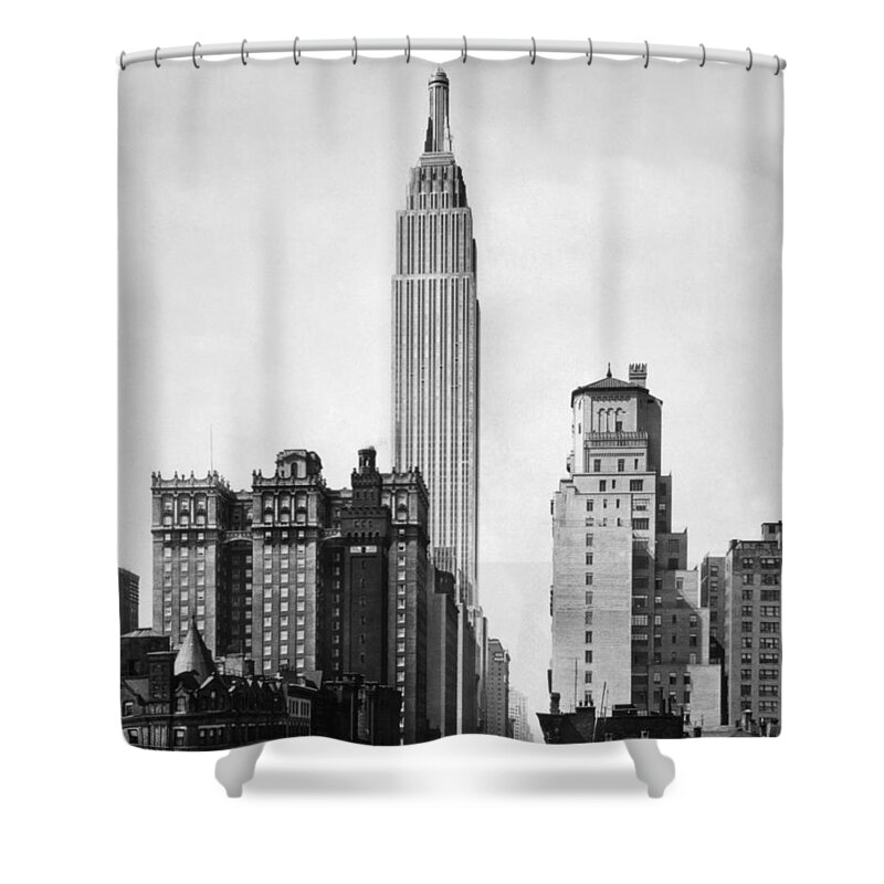 Empire State Building Shower Curtain featuring the photograph Empire State Building - 1931 by War Is Hell Store