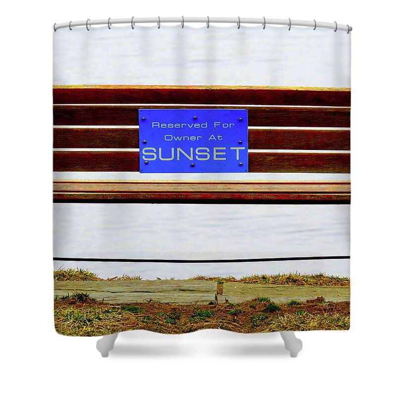 Bench Shower Curtain featuring the photograph Empty Bench Waiting for Sunset by Linda Stern
