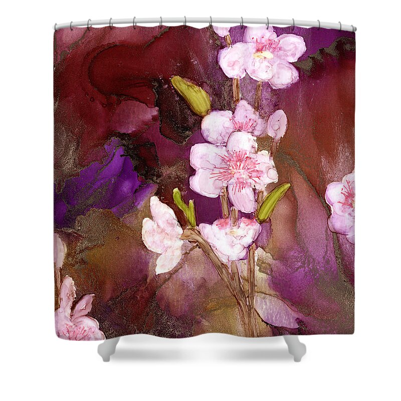 Plum Blossom Shower Curtain featuring the painting Enchanted by Charlene Fuhrman-Schulz