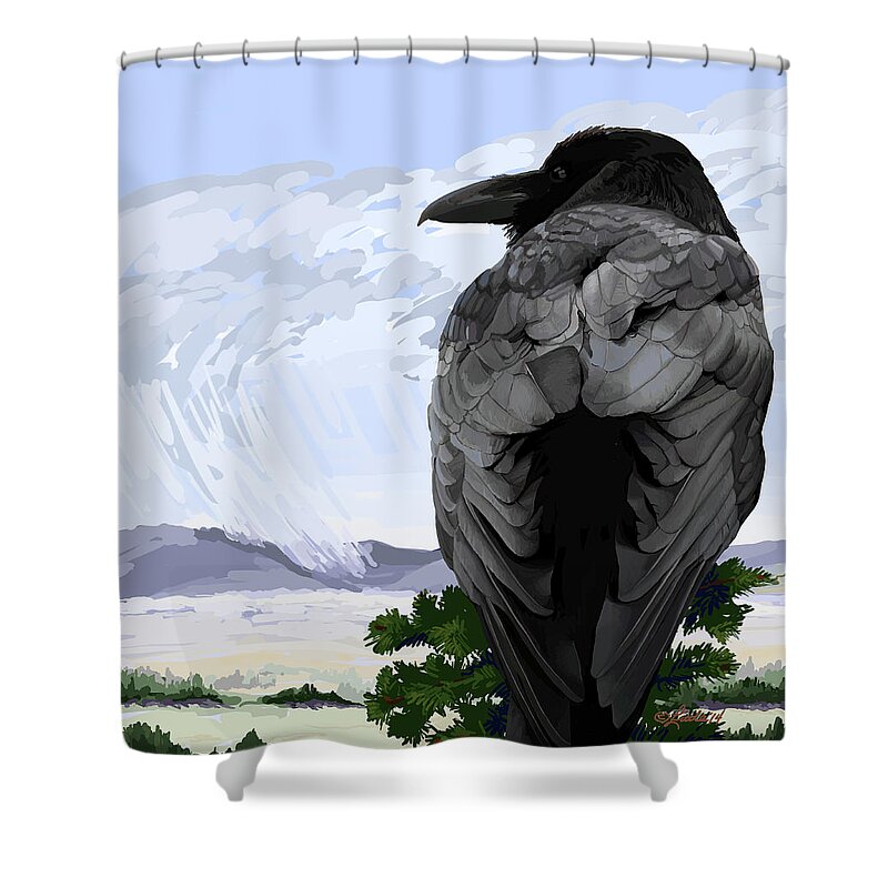 Birds Shower Curtain featuring the painting End of Summer by Pam Little