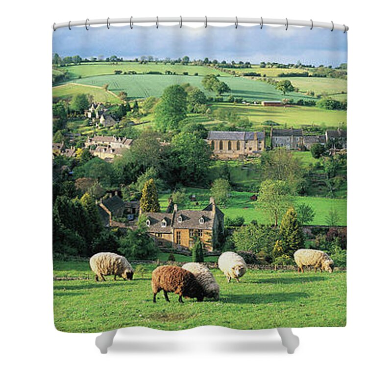 Scenics Shower Curtain featuring the photograph England, Gloucestershire,  Cotswolds by Peter Adams