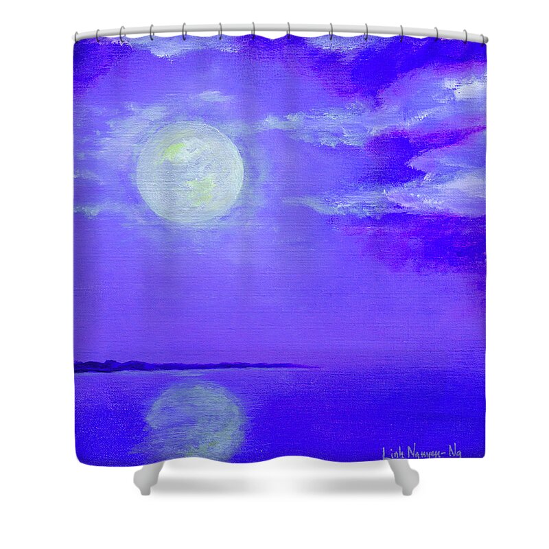 Acrylic Shower Curtain featuring the painting Enlighten Me by Linh Nguyen-Ng