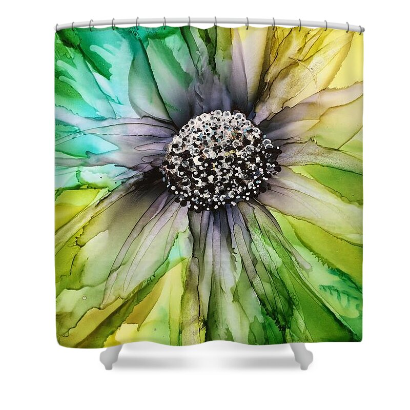 Abstract Shower Curtain featuring the painting Envious by Bonny Butler