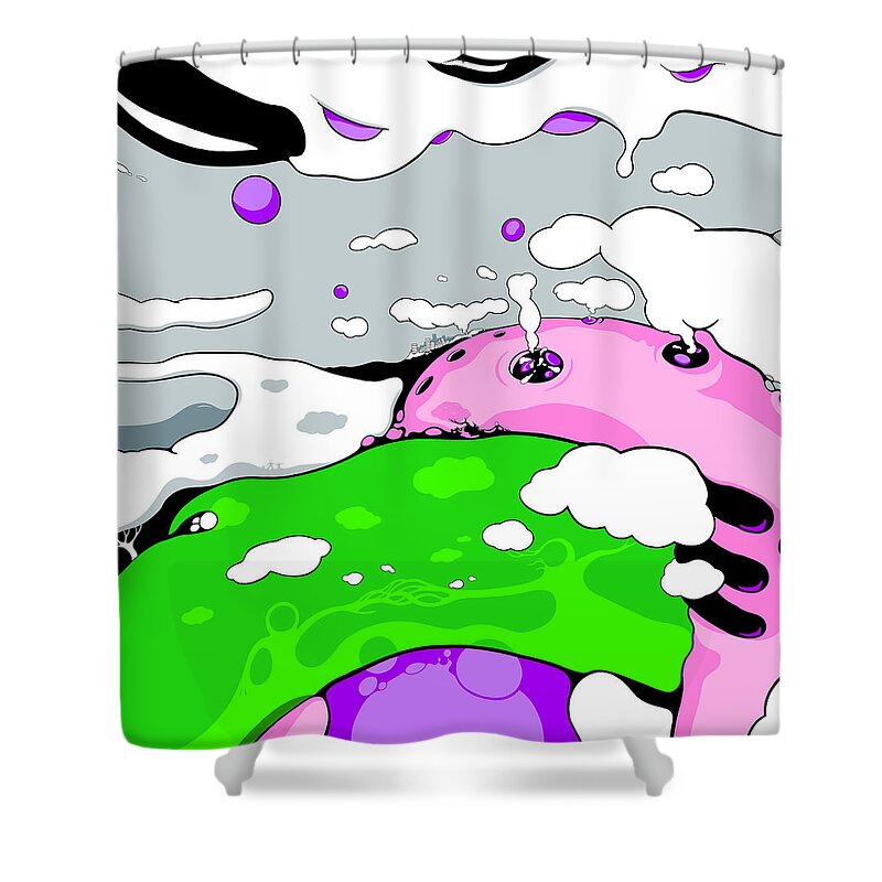 Vines Shower Curtain featuring the drawing Eruption for Queen Duvet by Craig Tilley