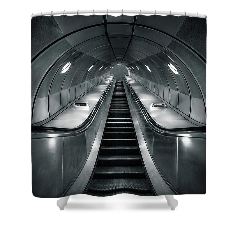 London Underground Shower Curtain featuring the photograph Escalator by Vulture Labs