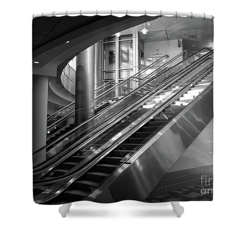 Escalators Shower Curtain featuring the photograph Escalators by Bob Mintie