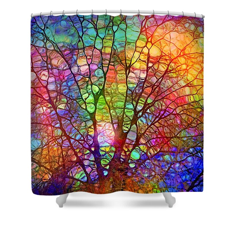 Tree Shower Curtain featuring the digital art Even the Tree is Glass on the Inside by Tara Turner