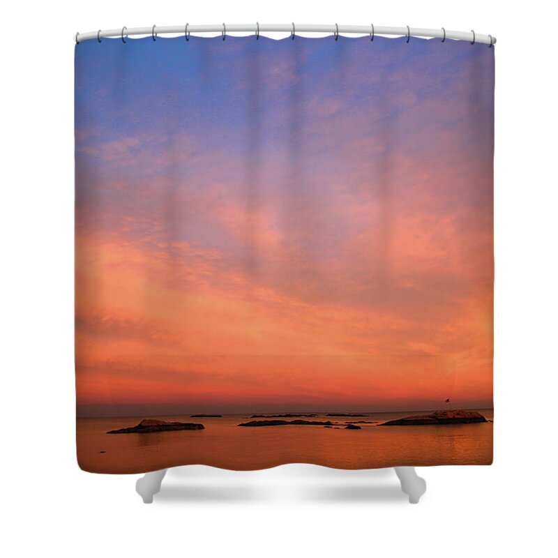 Scituate Shower Curtain featuring the photograph Evening at Minot Beach by Ann-Marie Rollo