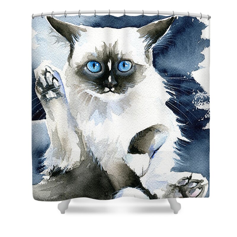 Cat Shower Curtain featuring the painting Excuse Me by Dora Hathazi Mendes