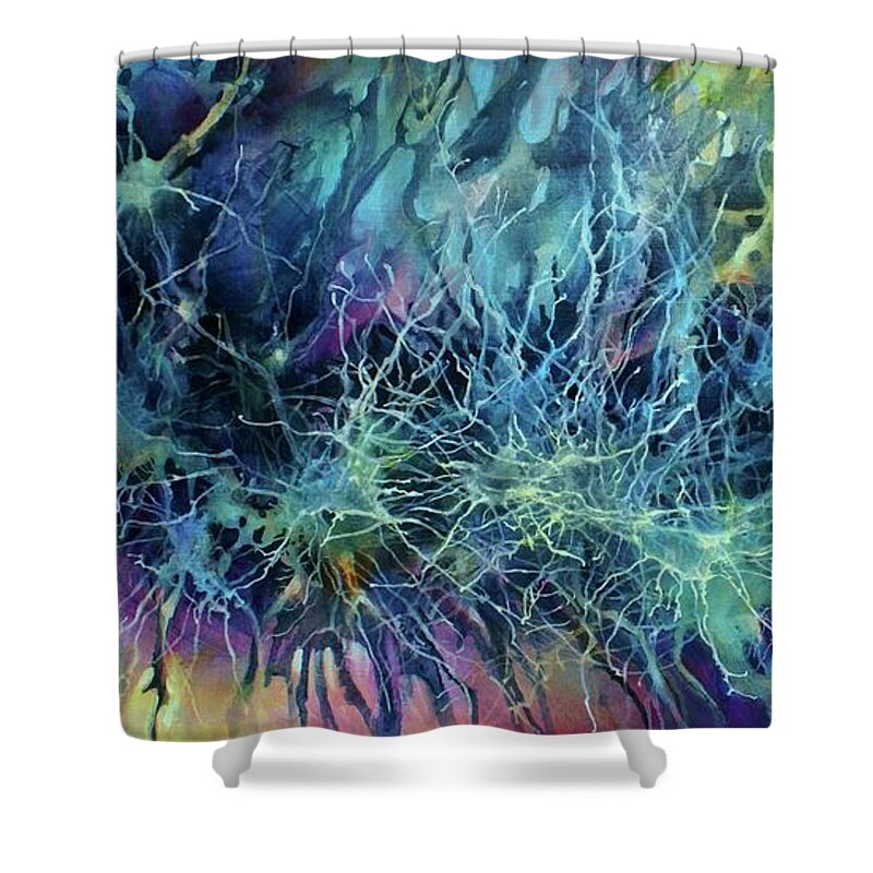Abstract Shower Curtain featuring the painting Exodus by Michael Lang