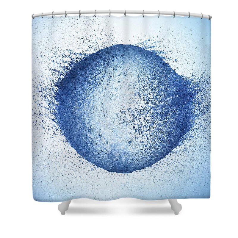 Ball Shower Curtain featuring the photograph Exploding Water Ball In The Air by Biwa Studio