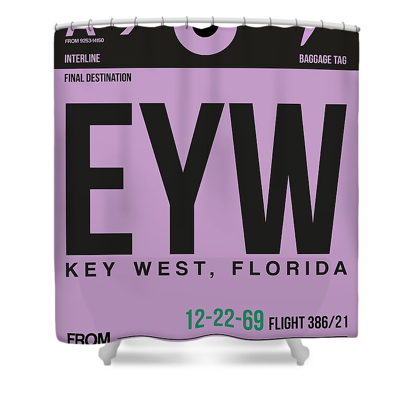 Key West Shower Curtain featuring the digital art EYW Key West Luggage Tag I by Naxart Studio