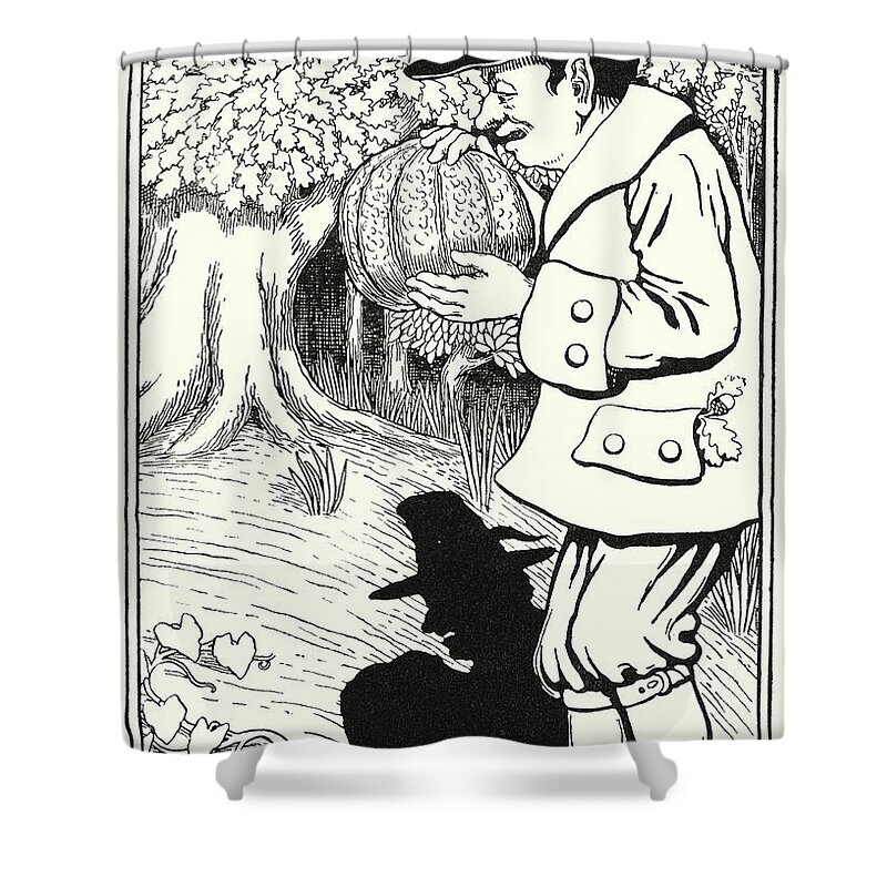 Border Shower Curtain featuring the painting Fables Of La Fontaine, The Acorn And The Pumpkin by Percy James Billinghurst