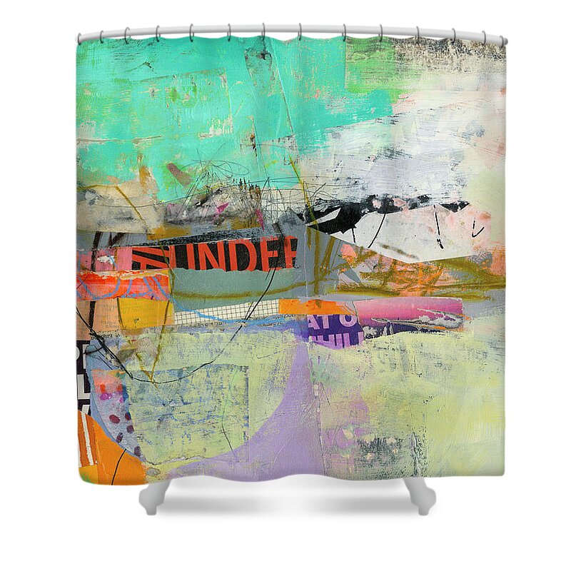 Abstract Art Shower Curtain featuring the painting Fact Check #1 by Jane Davies
