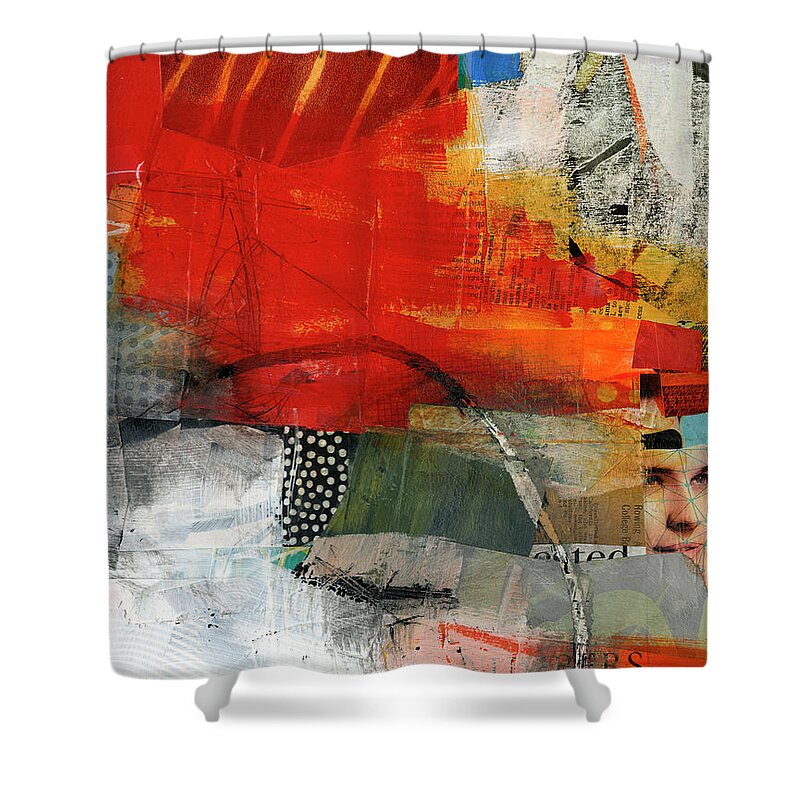 Abstract Art Shower Curtain featuring the painting Fact Check #8 by Jane Davies