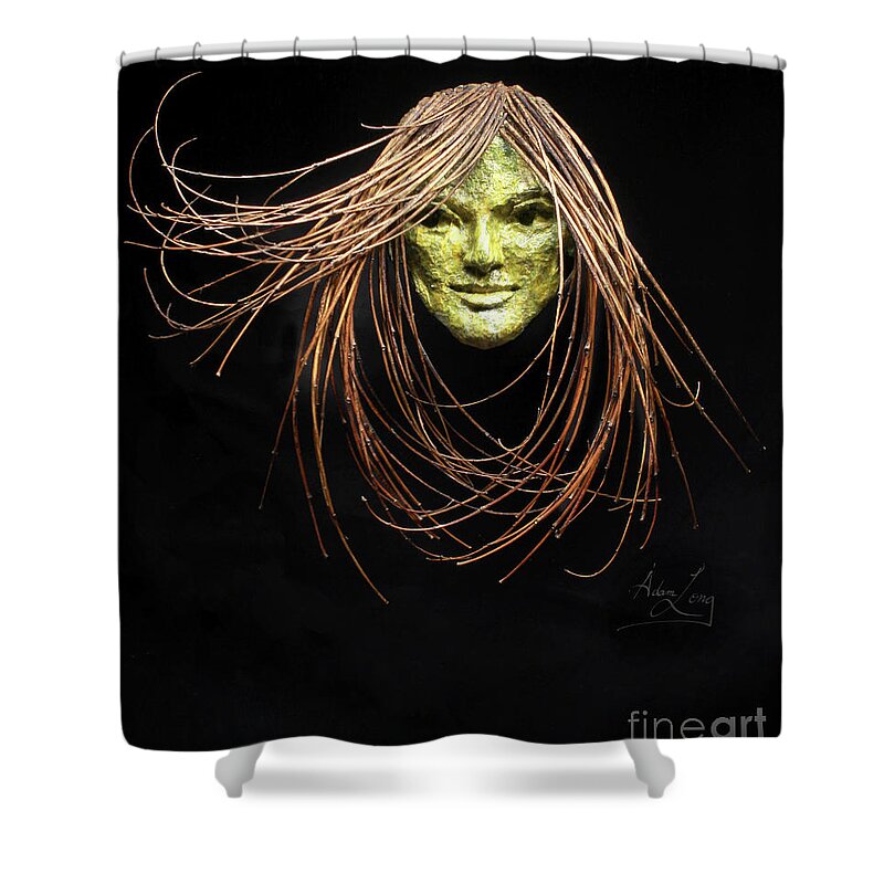 Forest Figure Shower Curtain featuring the sculpture Fair and Bright by Adam Long