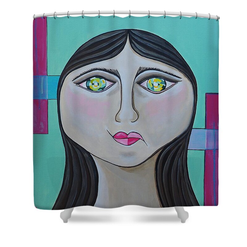  Shower Curtain featuring the painting Faith Girl by Sandra Marie Adams