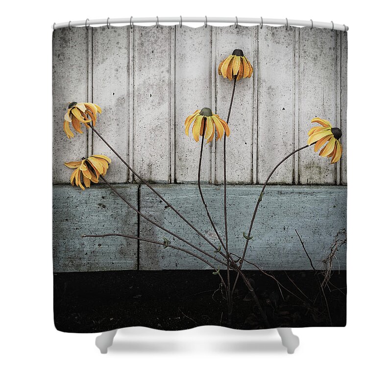 Flowers Shower Curtain featuring the photograph Fake Wilted Flowers by Steve Stanger