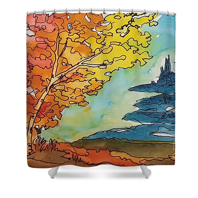Fall Shower Curtain featuring the painting Fall Colors by Petra Burgmann