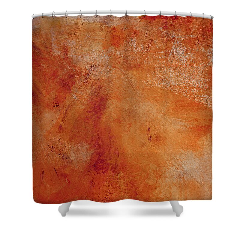 Abstract Shower Curtain featuring the painting Fall Golden Hour- Abstract Art by Linda Woods by Linda Woods