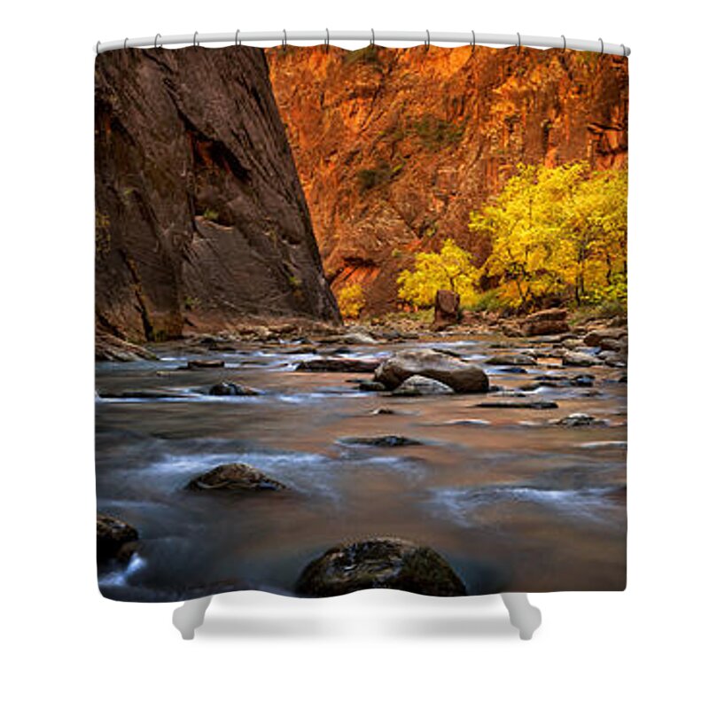 Fall Shower Curtain featuring the photograph Fall in the Narrows Pano by Ryan Smith