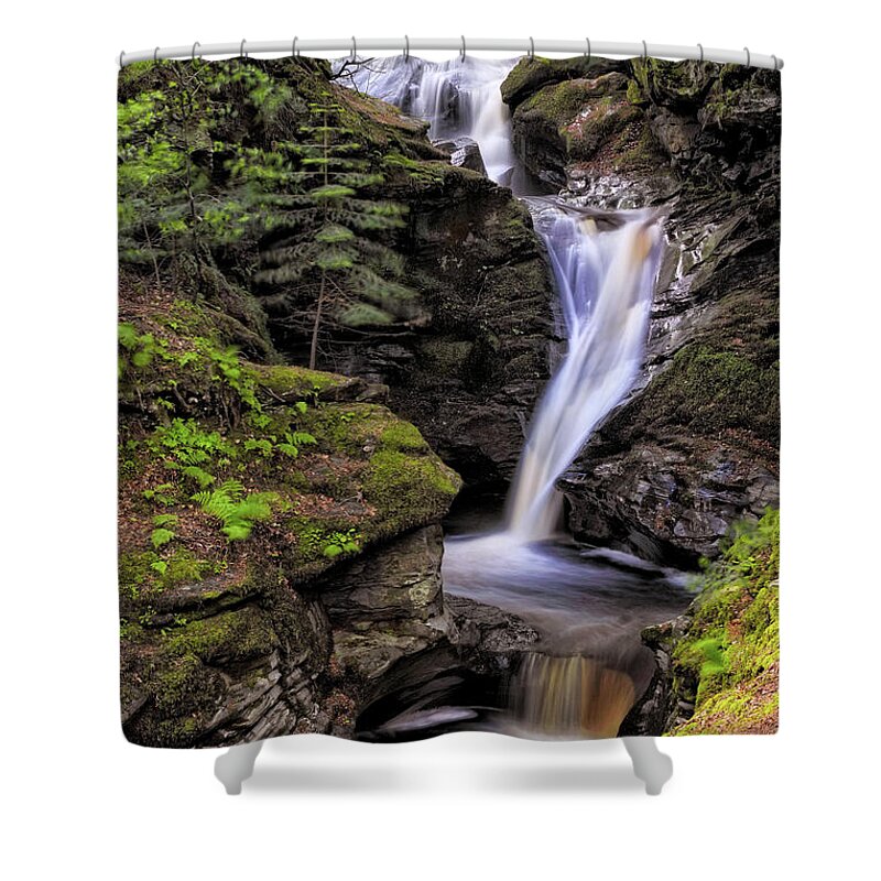 Falls Of Acharn Shower Curtain featuring the photograph Falls of Acharn - Perthshire Scotland - Waterfall by Jason Politte