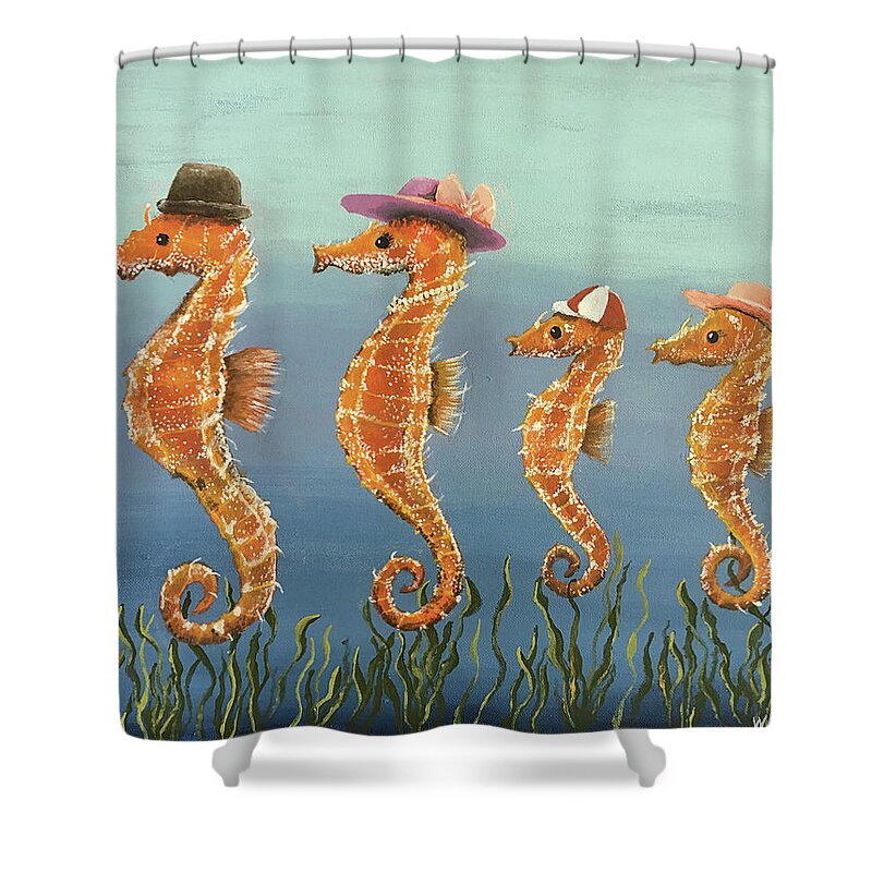 Family Outing Shower Curtain featuring the painting Family Outing by Winton Bochanowicz