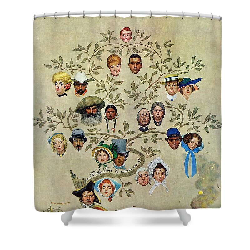 Families Shower Curtain featuring the painting family Tree by Norman Rockwell