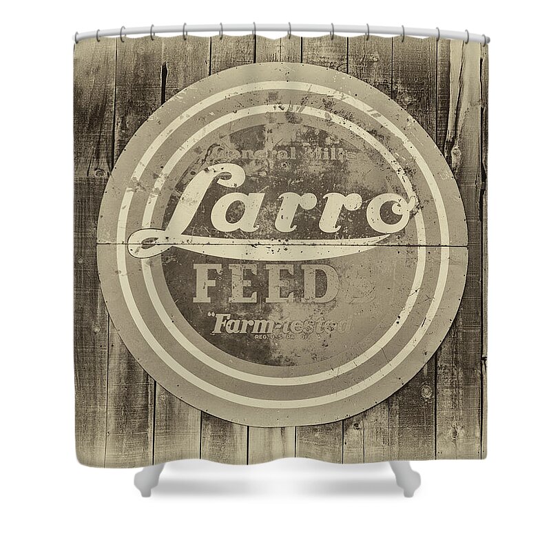 Sign Shower Curtain featuring the photograph Farmhouse Feed Sign by James Eddy