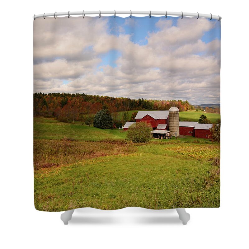 Farms Shower Curtain featuring the photograph Farmland in Autumn by Angie Tirado