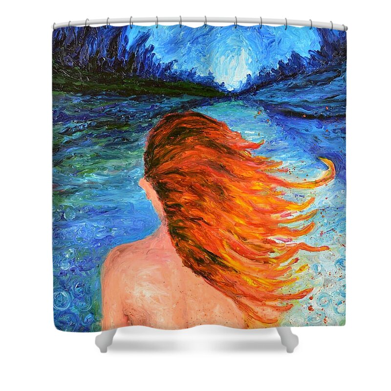 Woman Shower Curtain featuring the painting Fearless by Chiara Magni
