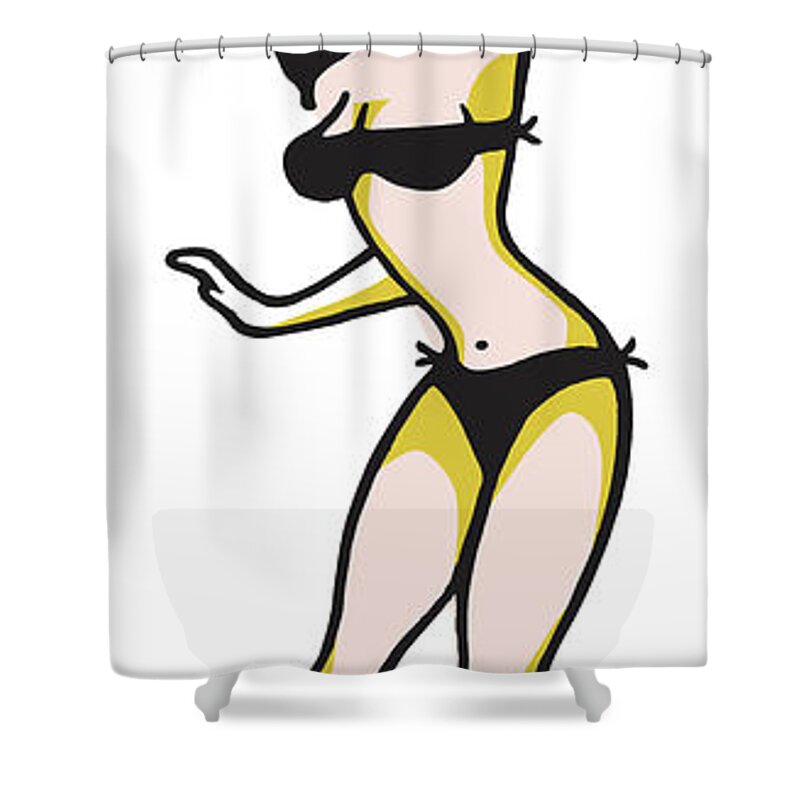 Adult Shower Curtain featuring the drawing Female Weightlifter Lifting a Barbell Overhead by CSA Images