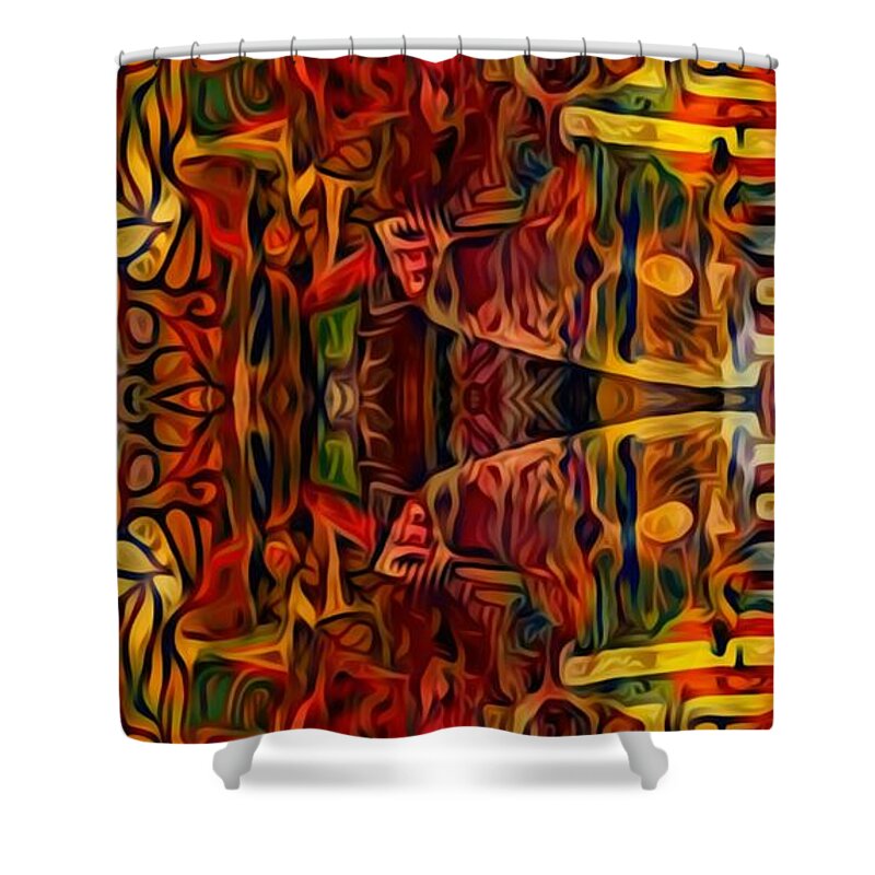 Another Perspective By Fania Simon Shower Curtain featuring the mixed media Festivals by Fania Simon