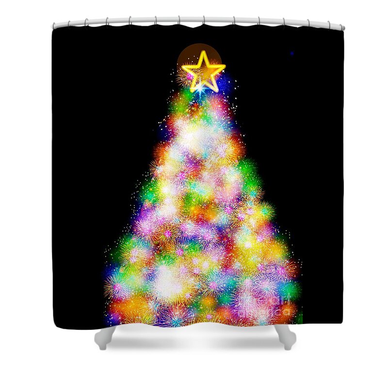 Christmas Shower Curtain featuring the digital art Fiber Optic Christmas Tree by Rachel Hannah