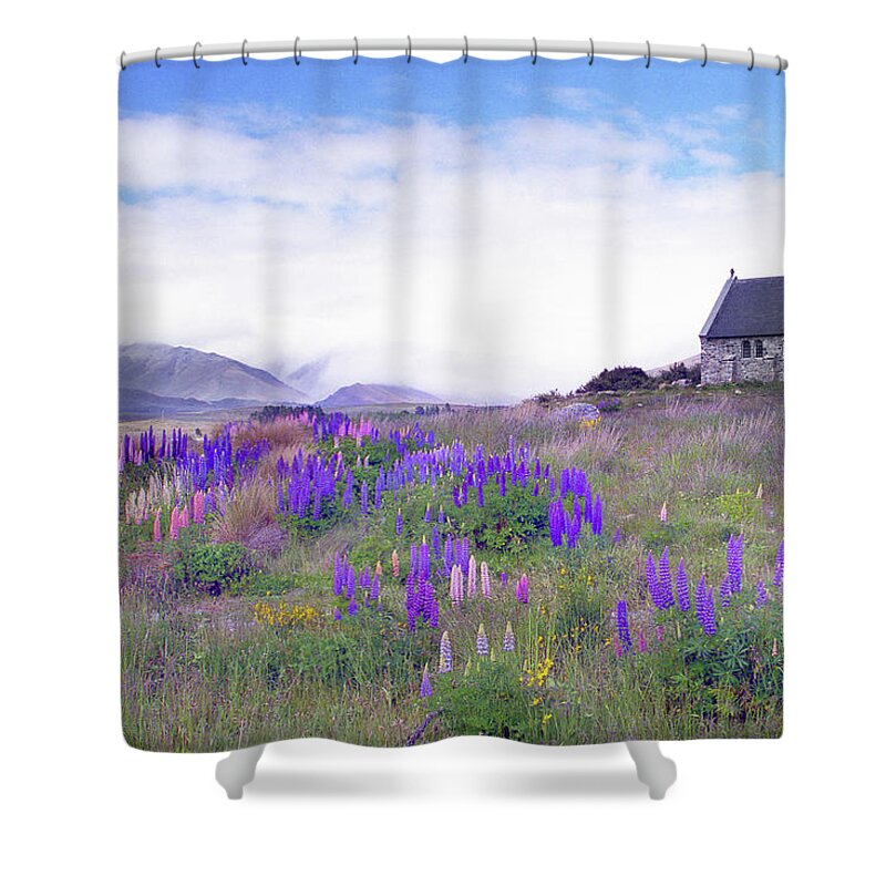Lupines Shower Curtain featuring the photograph Field of Lupines by Jerry Griffin