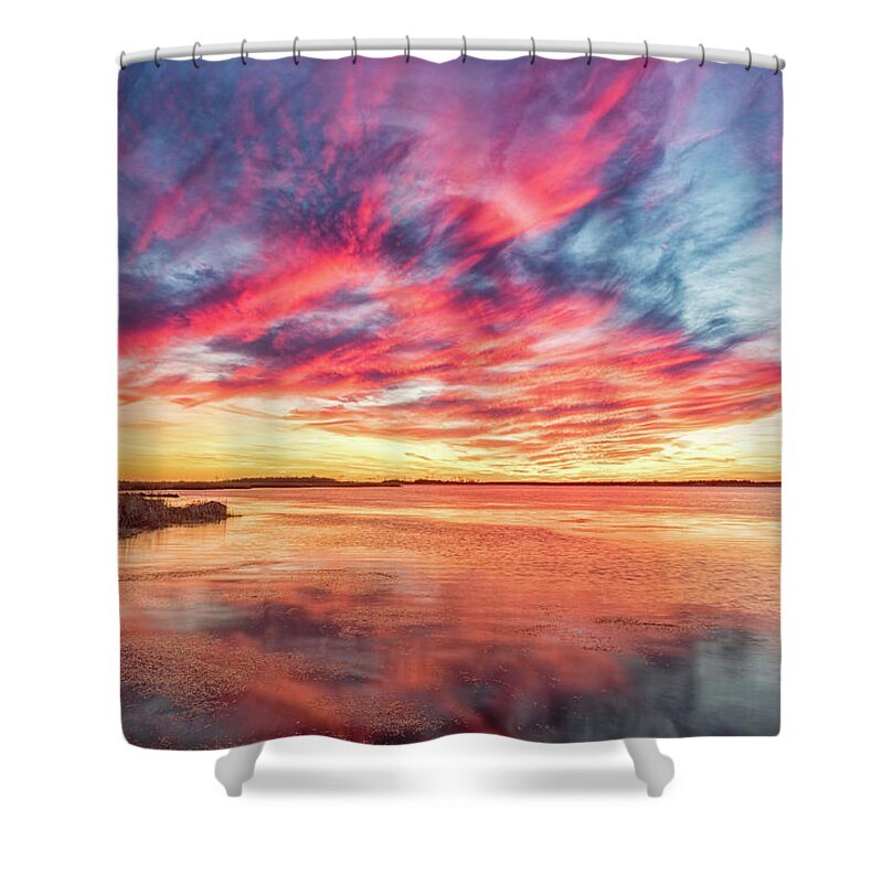 Sunset Shower Curtain featuring the photograph Fiery Sky by Russell Pugh