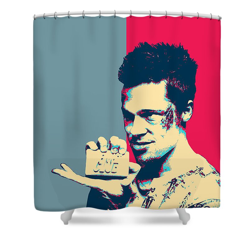 ‘cinema Treasures’ Collection By Serge Averbukh Shower Curtain featuring the digital art Fight Club Revisited - Tyler Durden by Serge Averbukh