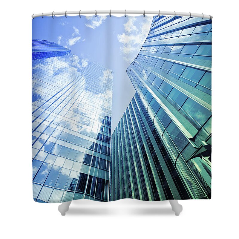 Working Shower Curtain featuring the photograph Financial District Glass Buildings by Zodebala