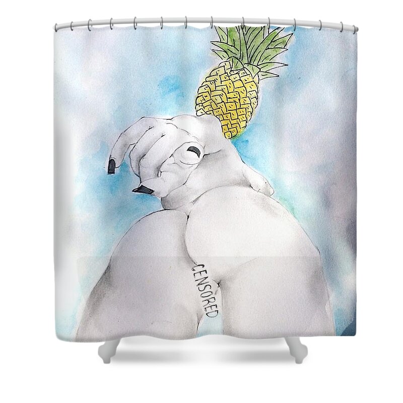 Erotic Art Shower Curtain featuring the painting Fineapple by Fineapple Apple