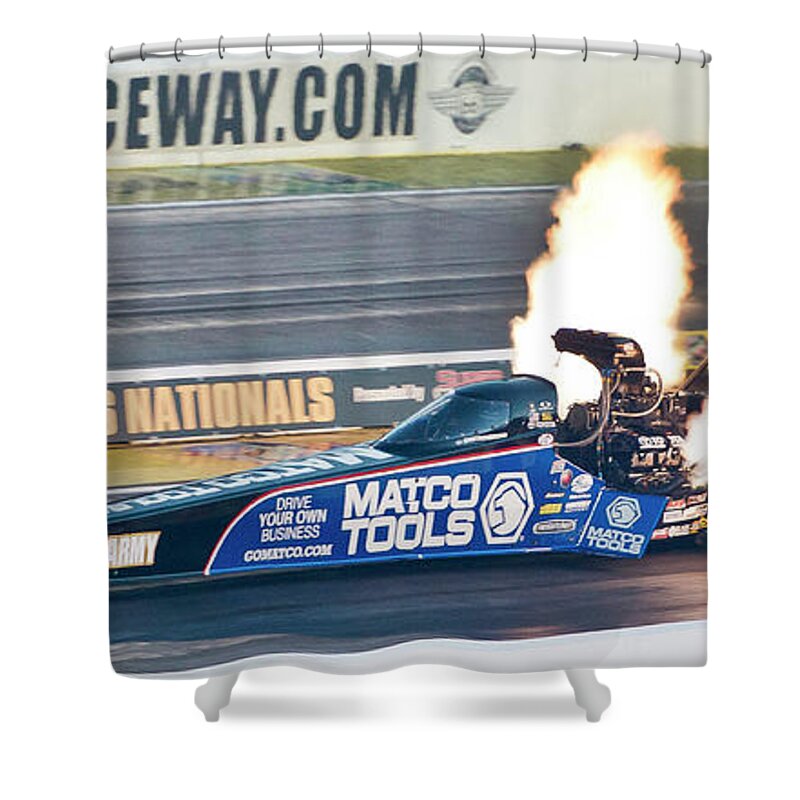 Top Fuel Shower Curtain featuring the photograph Fire Breathing Beast by Billy Knight