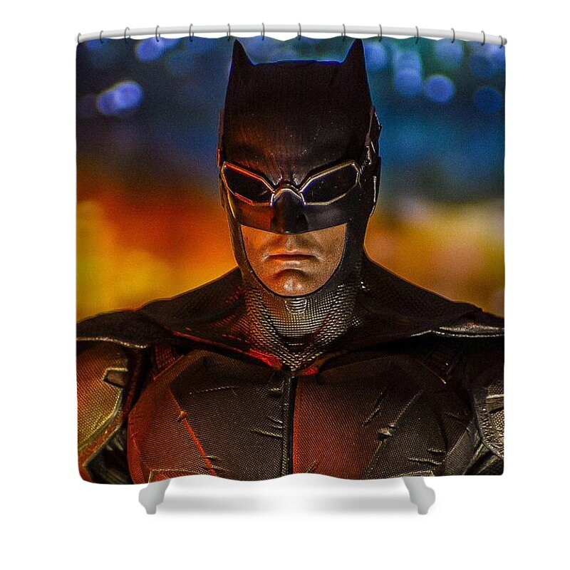 Batman Shower Curtain featuring the digital art Fire Rising by Jeremy Guerin